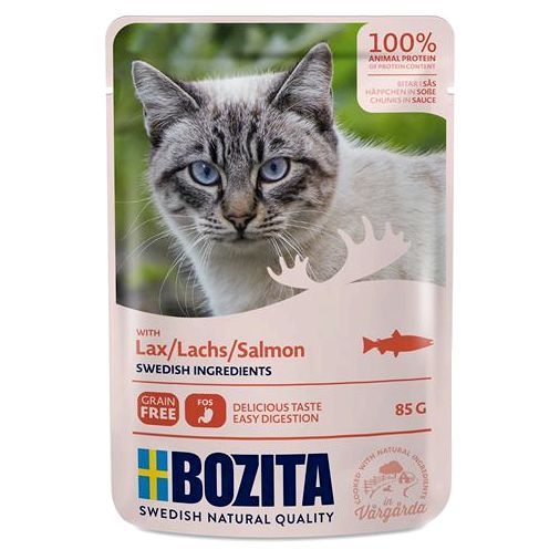 BOZITA Pouch Salmon in sauce для взрослых кошек кусочки в соусе с лососем