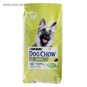 Сухой корм DOG chow large breed для собак крупных пород, индейка, 14кг