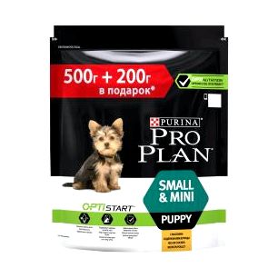 Сухой корм Purina Pro Plan для щенков мелких и карликовых пород, курица с рисом, пакет, 700 г, промо-упаковка