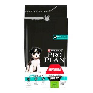 Сухой корм Purina Pro Plan для щенков средних пород с чувствительным пищеварением, ягнёнок с рисом, пакет, 1,5 кг