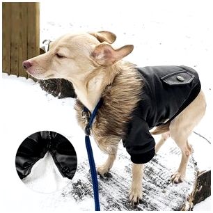 Nsmsan KLN-1725 Pet меховой воротник кожаные пальто Водонепроницаемы Pet Собака зимние теплые пальто щенок