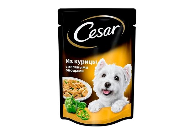 Корм для собак Цезарь куриное мясо и зеленые овощи