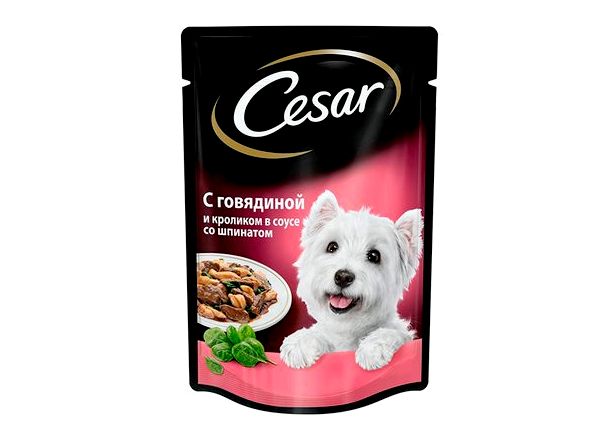 Корм для собак Цезарь микс из кролика и говядины со шпинатом