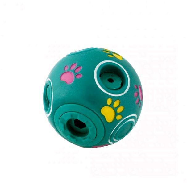 Дуво+ Мяч для лакомств хихикающий зеленый для собак, 11 см, БЕЗ БАТАРЕЕК, DUVO+
