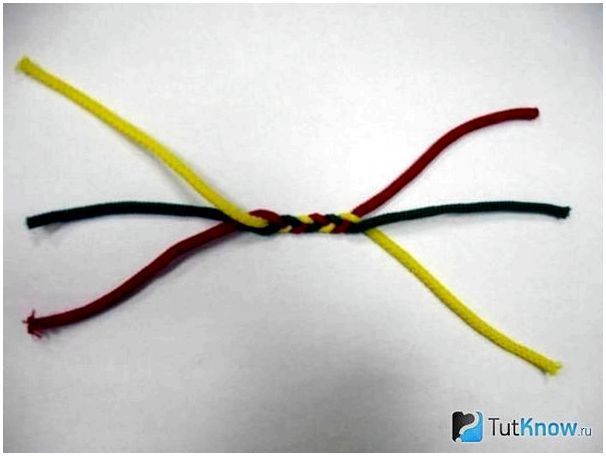 Сплетение нескольких разноцветных верёвок