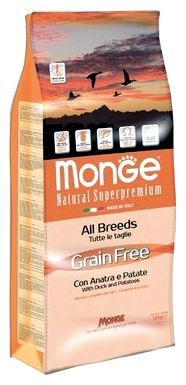 Monge Корм для собак Grain Free – Утка с картофелем. Беззерновой корм для собак фото