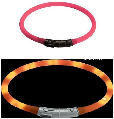 Хантер Светящийся ошейник-кольцо с USB зарядкой силиконовый, длина 20-70 см, диаметр 1 см, в ассортименте, Hunter