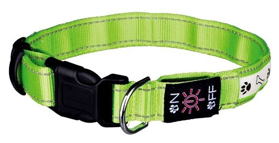 Трикси Светящийся ошейник для собак, с USB зарядкой, ширина 2,5 см, цвет зеленый с рисунком, в ассортименте, Trixie
