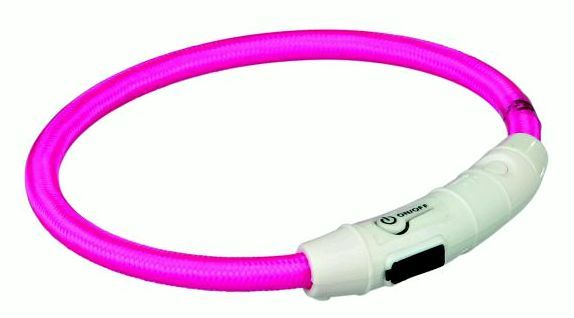 Трикси Светящийся ошейник-кольцо с USB зарядкой нейлоновый для собак, размер L-XL, длина 65 см, толщина 7 мм, в ассортименте, Trixie