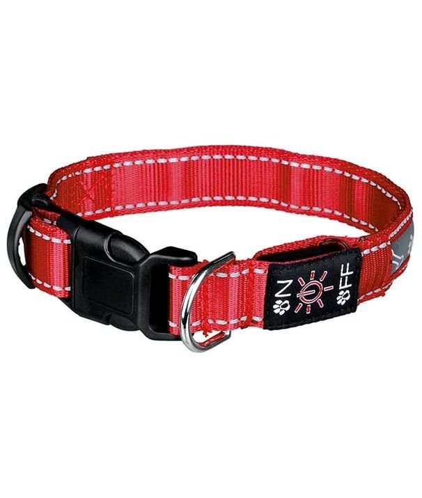 Трикси Светящийся ошейник для собак, с USB зарядкой, ширина 2,5 см, цвет красный с рисунком, в ассортименте, Trixie