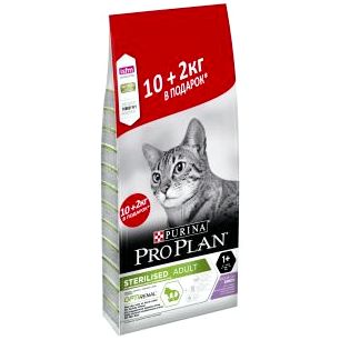 Сухой корм Purina Pro Plan для стерилизованных кошек и кастрированных котов, с лососем, промопак 10+2 