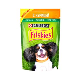 Влажный корм Purina Friskies для взрослых собак, с курицей в подливе, пауч, 85 г