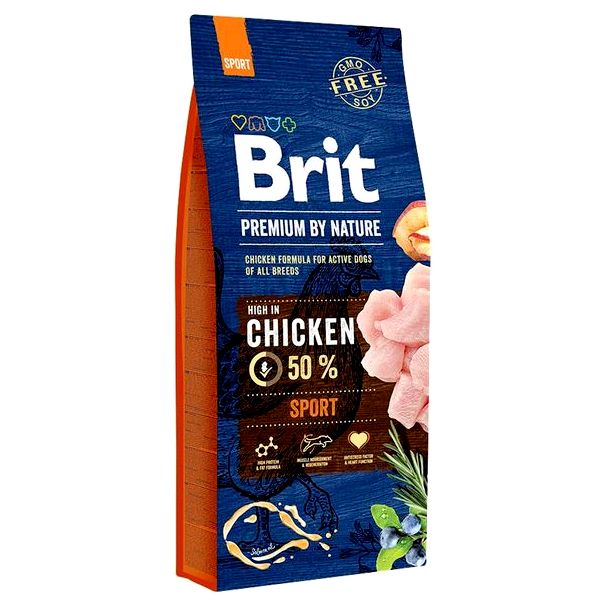 Сухой корм для собак Brit Premium By Nature Sport, для активных, курица, 15кг