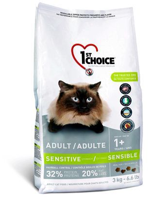 Для кошек с чувствительным  желудком на цыпленке (от 1 года) 1st Choice